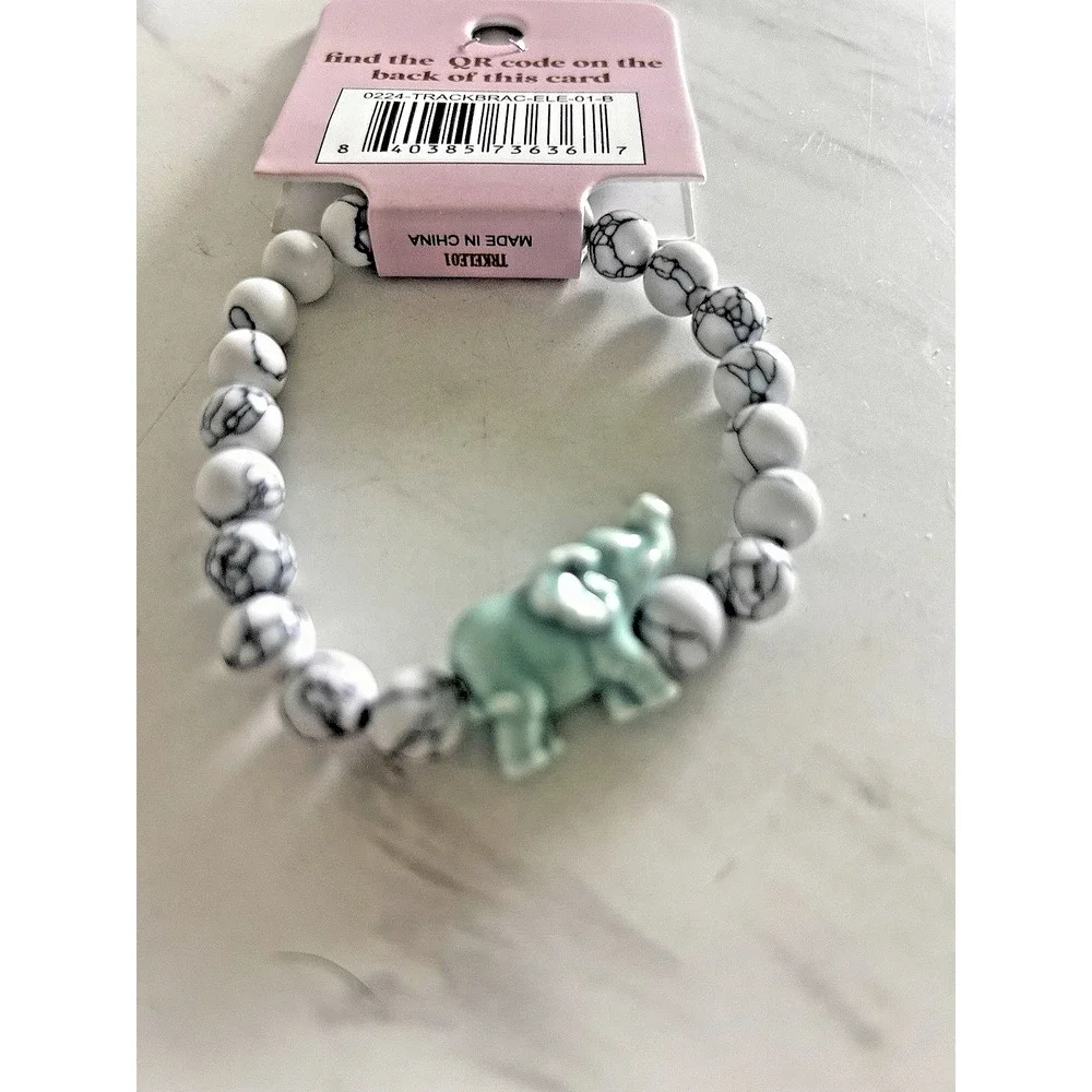 Simply Southern Conserve & Protect Tracking Lion Bracelet White Marbled Stones 7